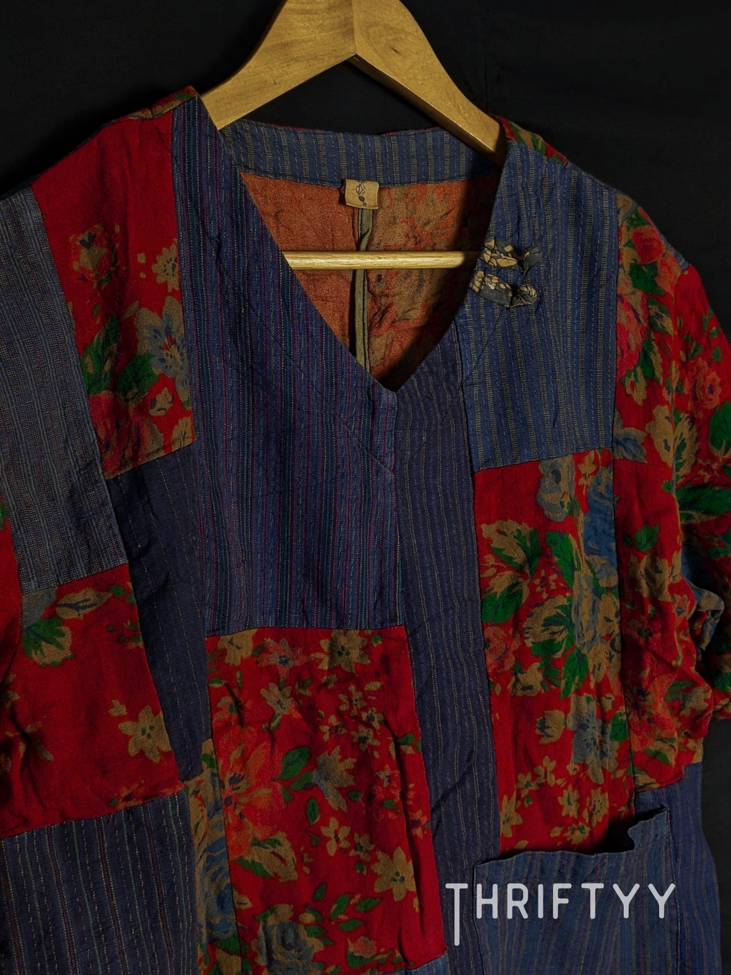 Artisanal Indigo & Rose Patchwork Tunic