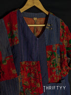 Artisanal Indigo & Rose Patchwork Tunic