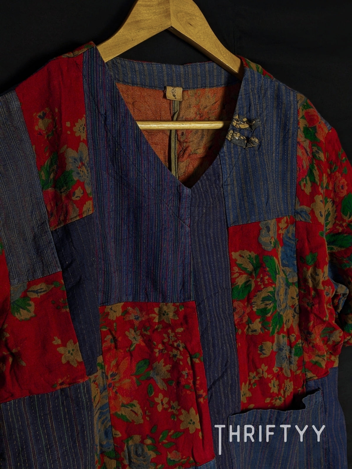 Artisanal Indigo & Rose Patchwork Tunic