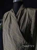 Draped Faux-Wrap Polka Dot Top