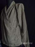 Draped Faux-Wrap Polka Dot Top
