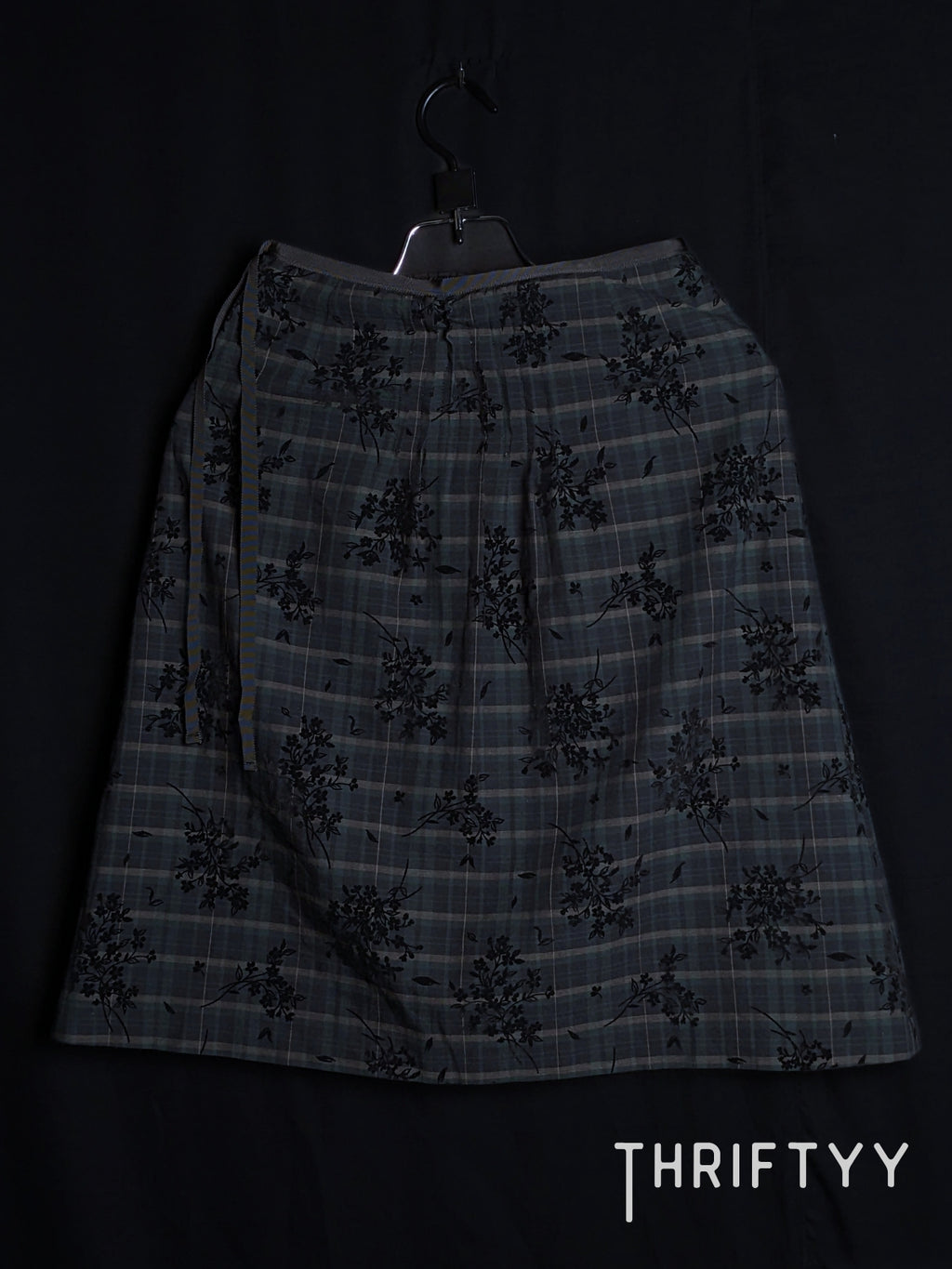 Plaid Floral-Flock A-Line Skirt