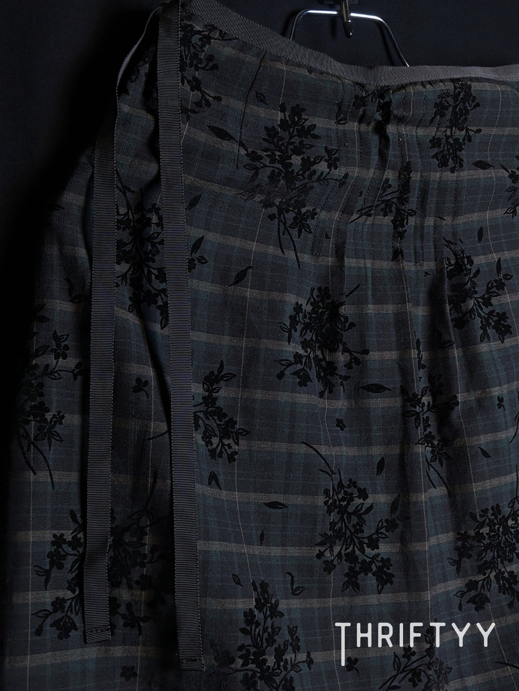 Plaid Floral-Flock A-Line Skirt