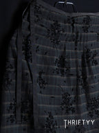 Plaid Floral-Flock A-Line Skirt