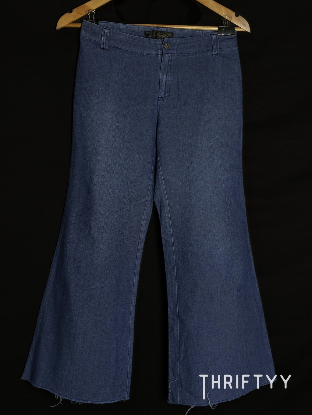 Raw-Hem Wide-Leg Denim Trousers