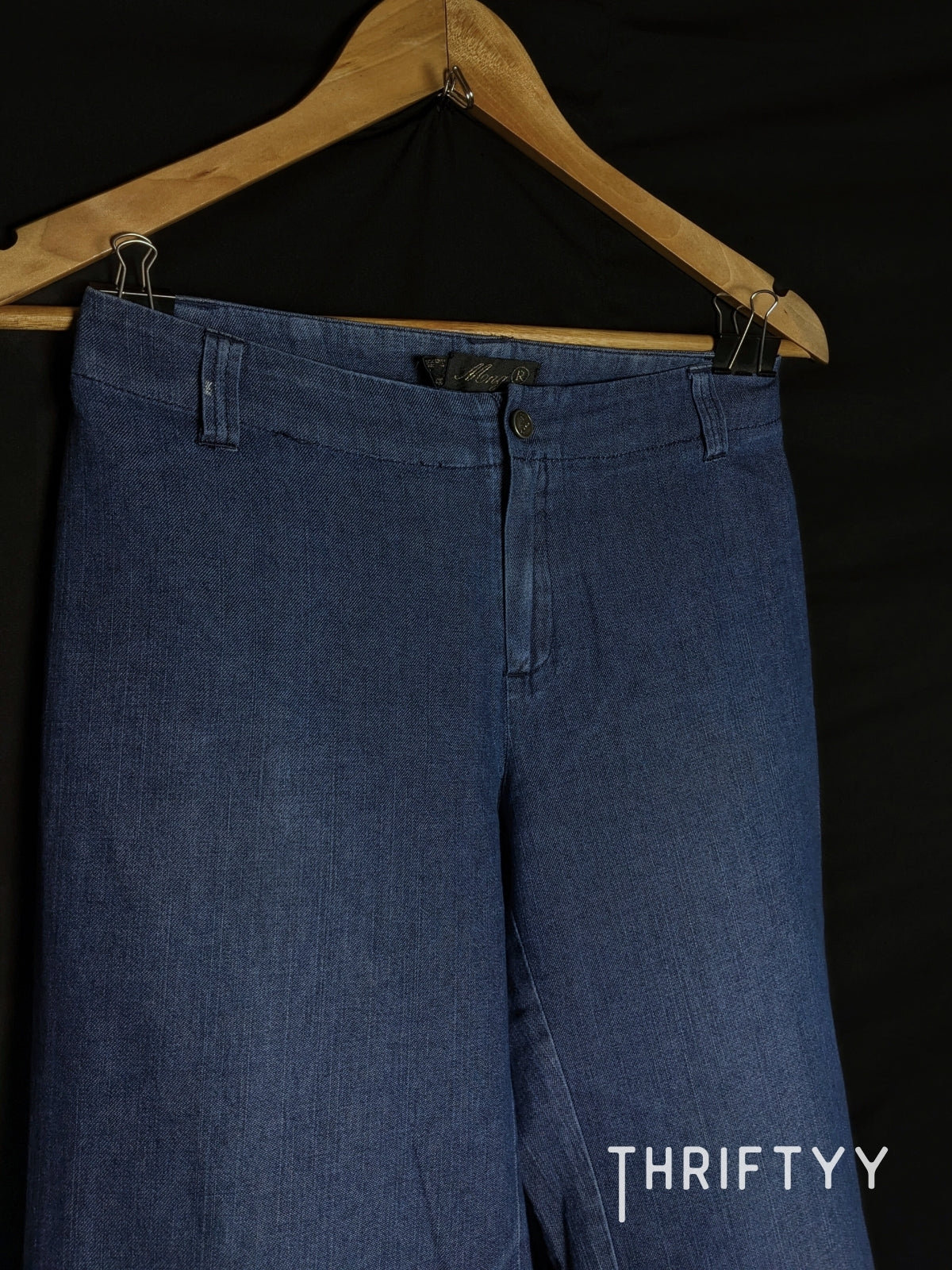 Raw-Hem Wide-Leg Denim Trousers