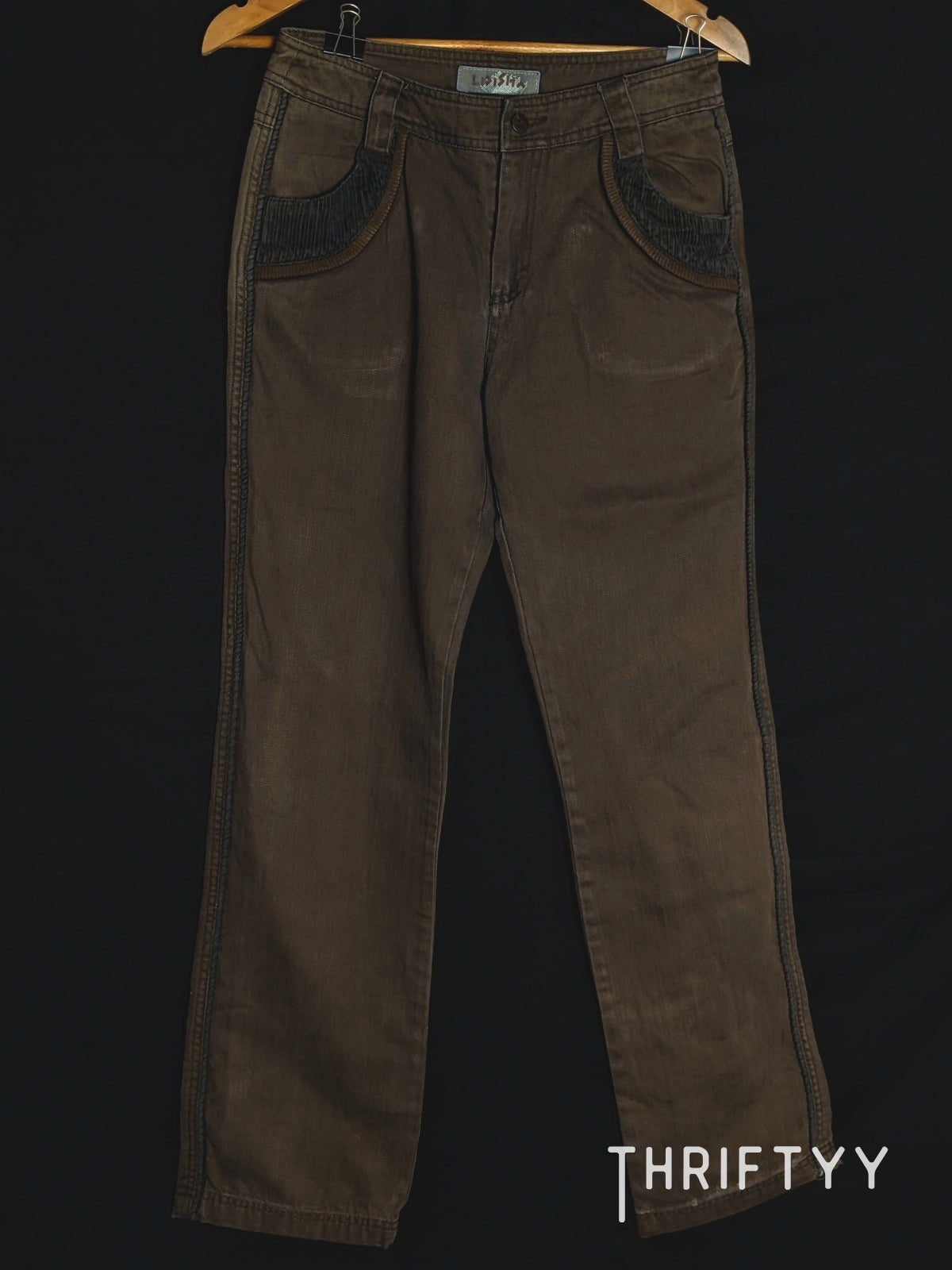 Vintage Utility Stitch Cord-Trim Jeans